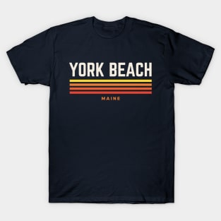 York Beach Maine Retro Vintage Stripes T-Shirt